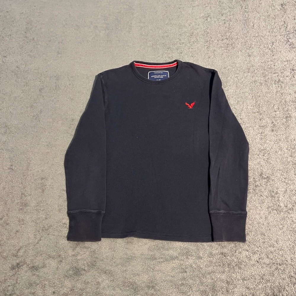 Vintage Y2K American Eagle Outfitters Mens Thermal Shirt Waffle Knit L Grunge